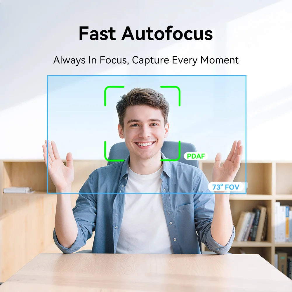 Webcam 4K UHD con autofocus PDAF e microfoni a cancellazione rumore