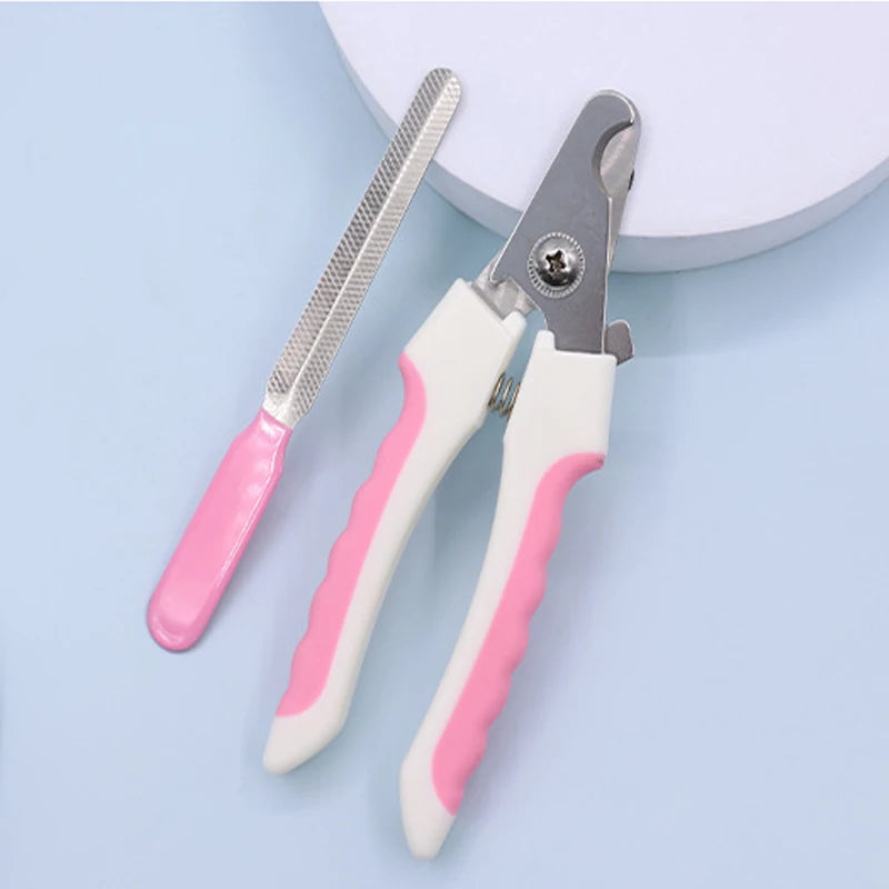 Tagliaunghie in acciaio inox con manico diritto per cani e gatti – set completo