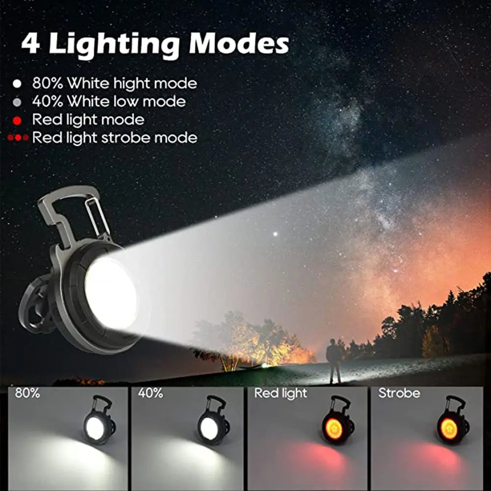 Lampada LED COB Portachiavi Ricaricabile USB‑C con Apribottiglie e Floodlight