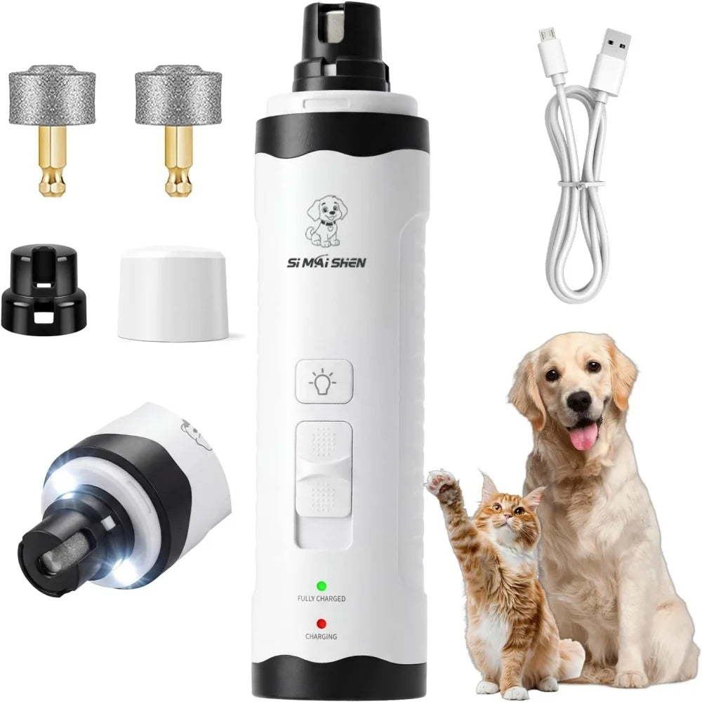 Tagliaunghie elettrico LED per cani e gatti, ricaricabile USB, basso rumore