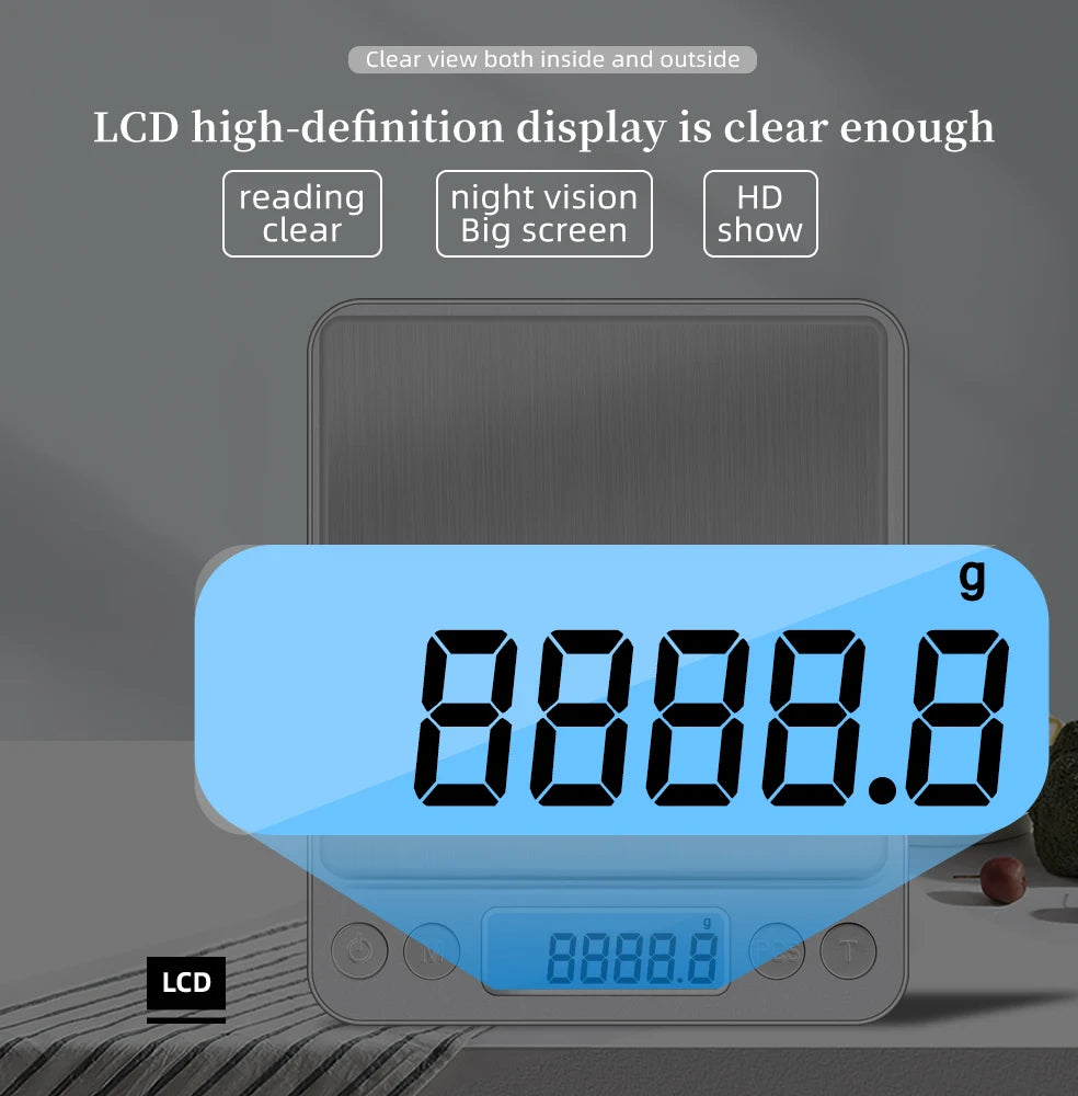 Bilancia digitale da cucina 3 kg, precisione 0,1 g, mini scala portatile