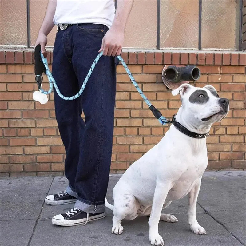 Guinzaglio Riflettente per Cani Forti con Impugnatura Imbottita Nylon Doppio…
