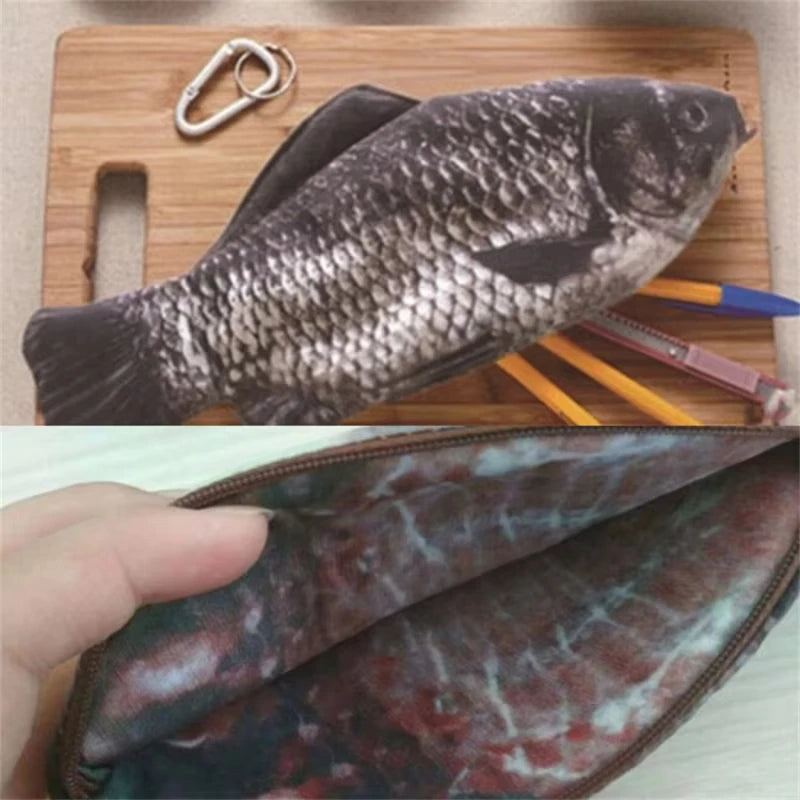 Astuccio a forma di pesce realistica - Portapenne, matite e trucco con cerniera