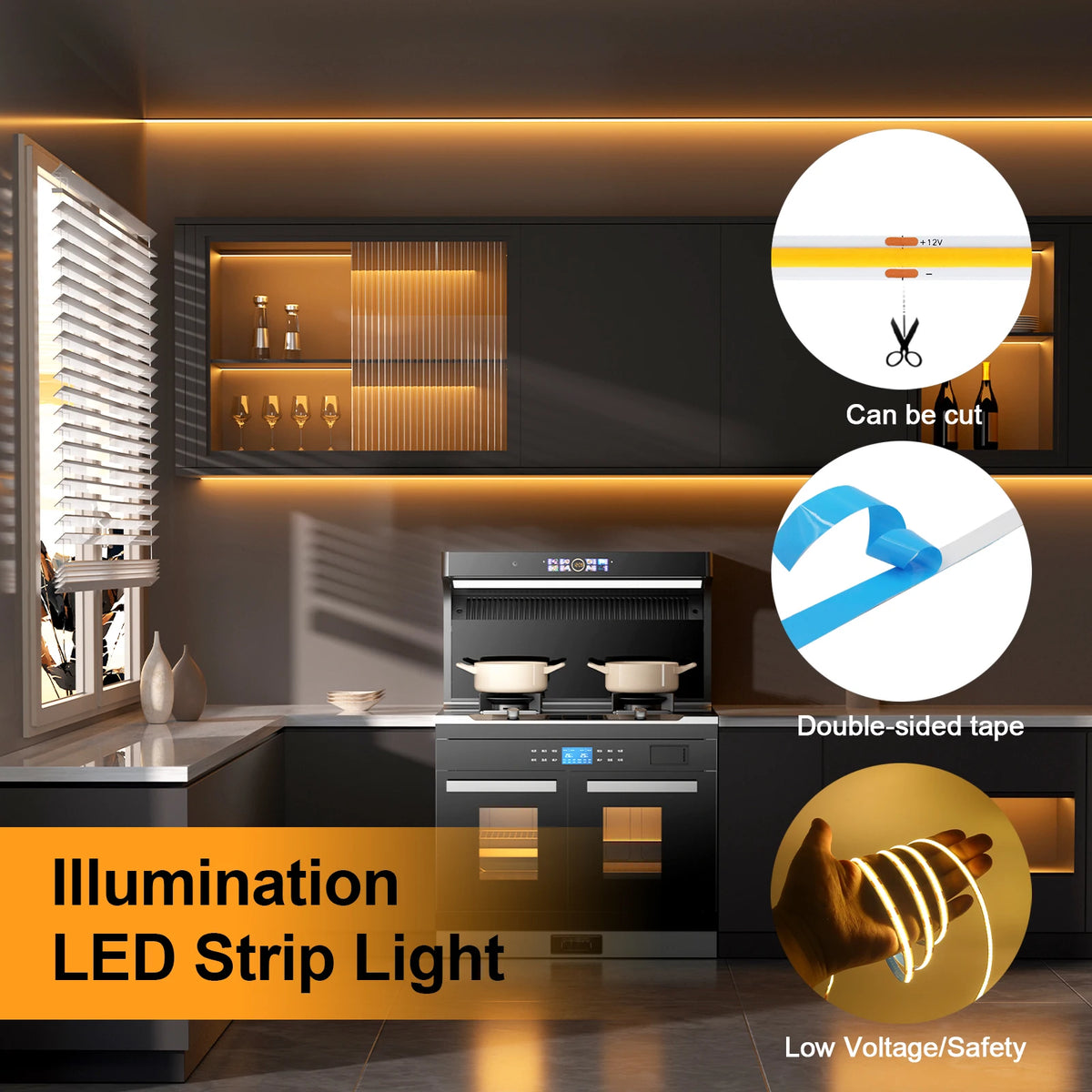 Striscia LED COB flessibile 320 LED/m 5V/12V, 3000‑6000K, 3‑8 mm