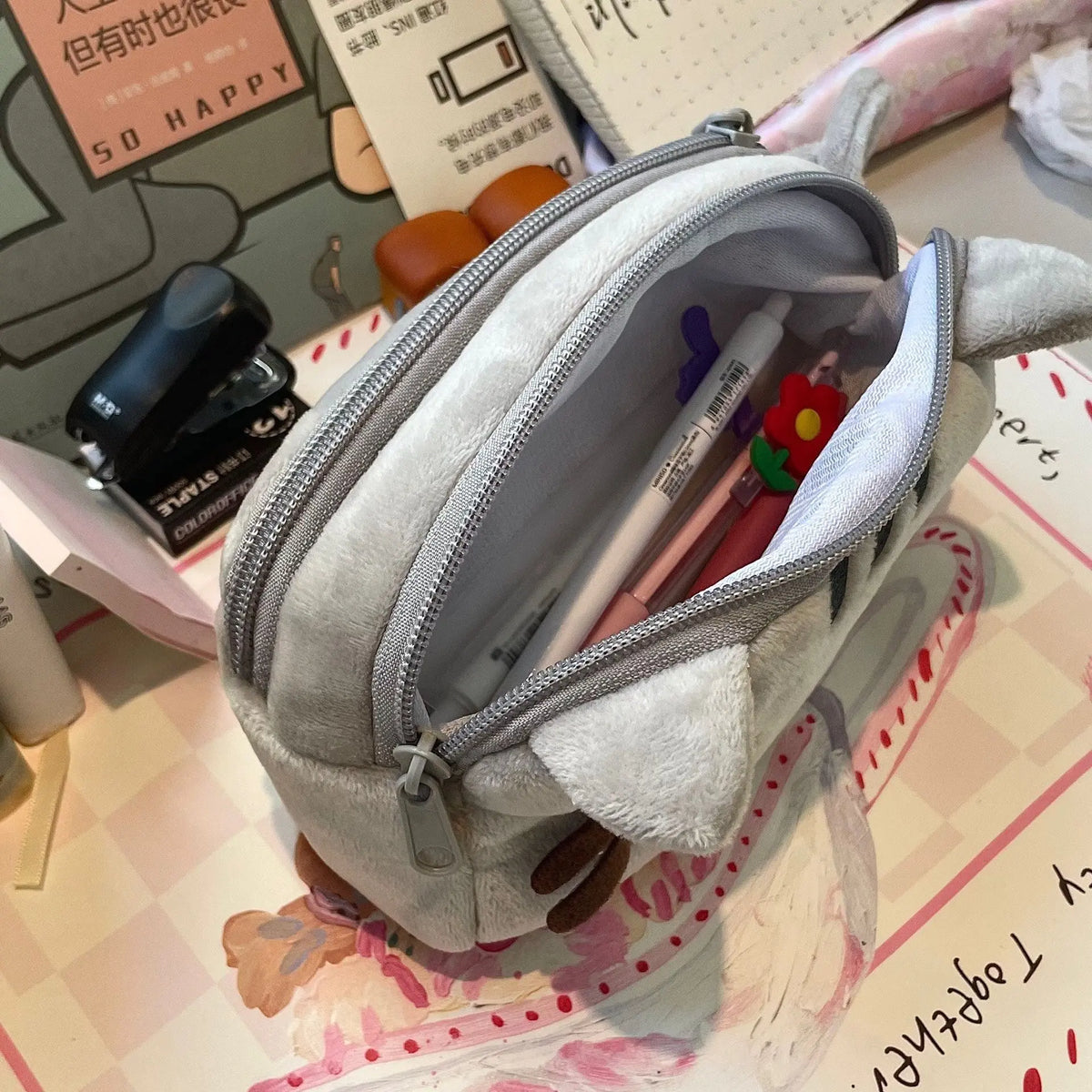 Astuccio a forma di gatto grasso Kawaii – Ampia capacità, portatile