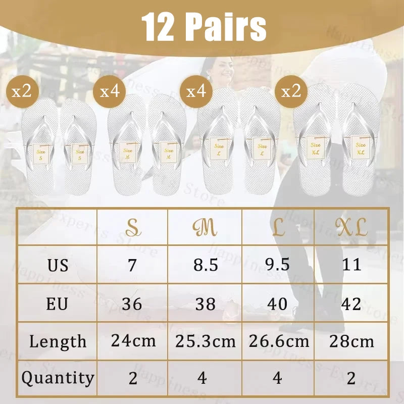 12-30Pairs Wedding Flip Flops for Guests Bulk Hotel Spa Wedding Sandals Slippers With Size Favors Wedding Favors for Guests