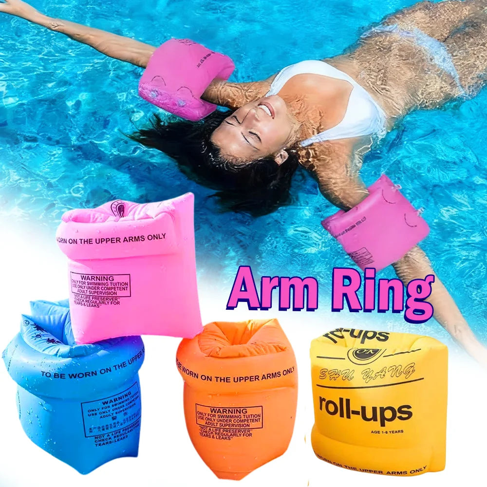 Adult Kids Universal Inflatable Armbands Arm Swimming Rings Double Air Bag Arm Float Rings Pool Floaters Swim Arm Rings
