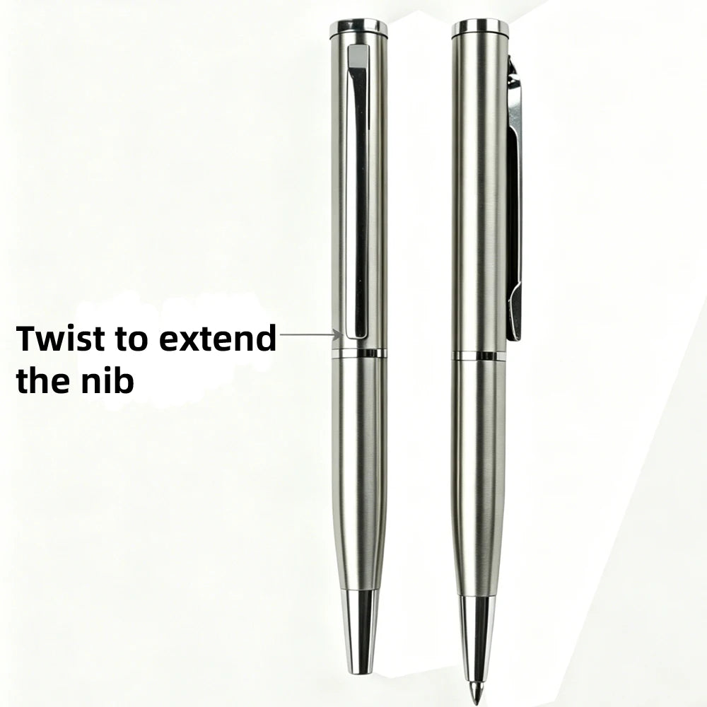 Portable Twist Tiny Ballpoint Pen Set Pocket-Sized Pen + 10 Black/Blue Ink Refills 0.7mm Point Metal Pocket Ballpen Travel Daily