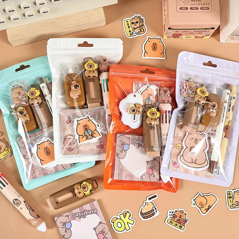 Set Cancelleria Kawaii Capybara – Kit Carino per Scuola e Regalo