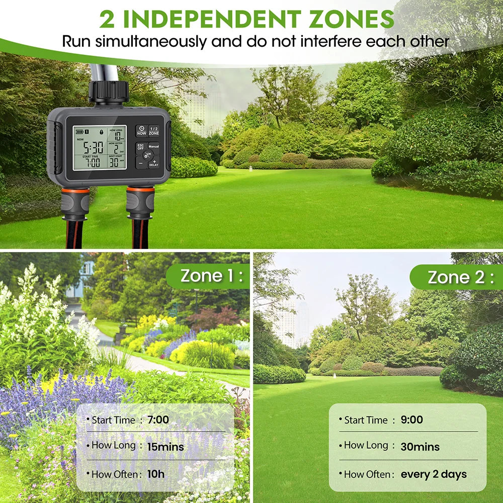 1/2/3-Outlets Automatic Water Timer Smart Irrigation Watering System Sprinkle Faucet Hose Programmer Timer for Garden Outdoor