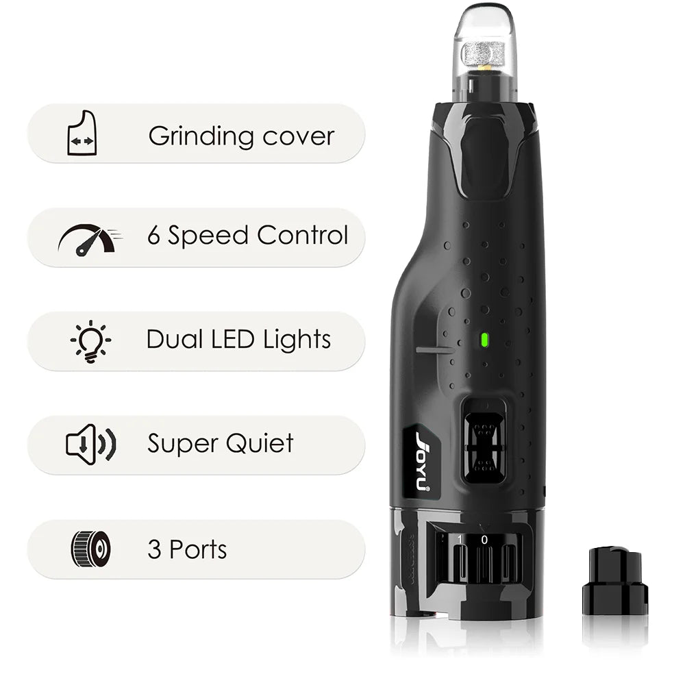 Levigatore per unghie cani silenzioso 6 velocità con 2 LED e protezione polvere