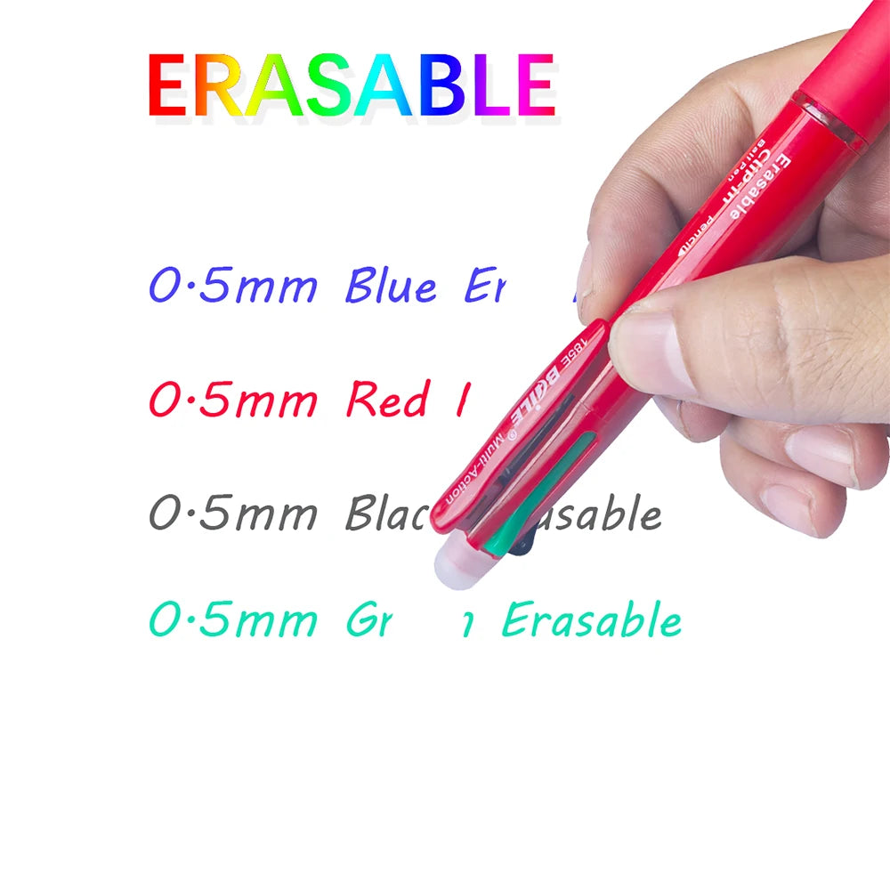 Penna gel cancellabile 5 in 1 multicolore con refill e matita automatica