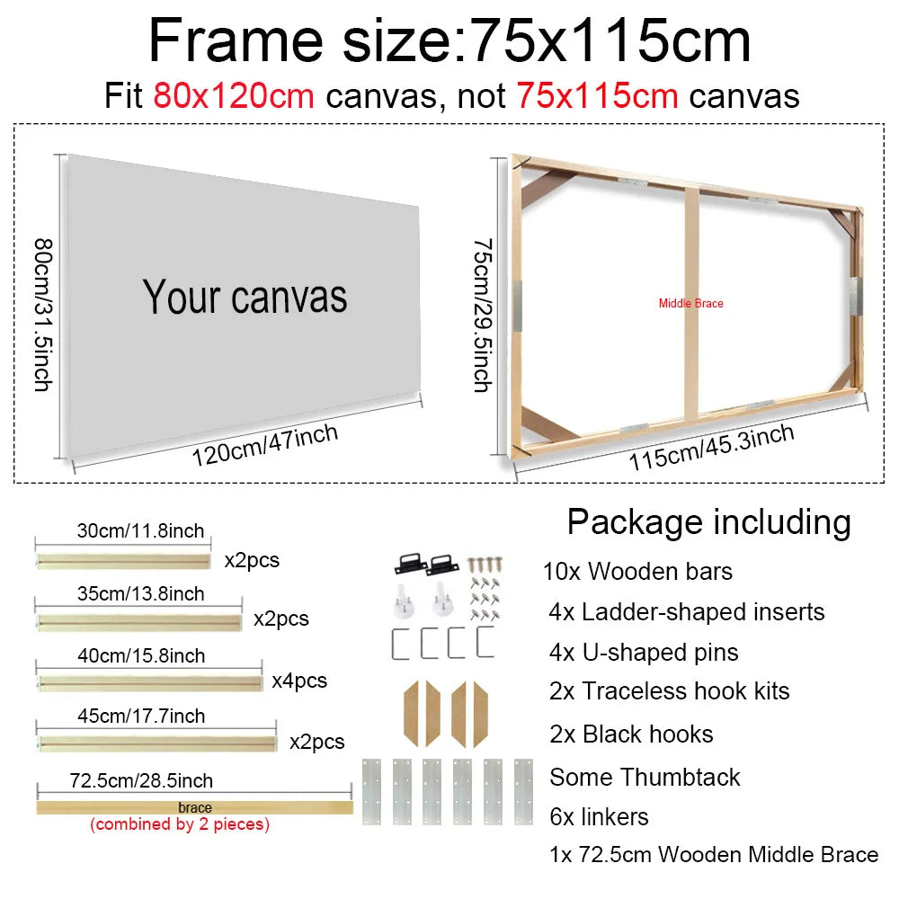 Cornice Moderna in Legno per Canvas, 24 Misure