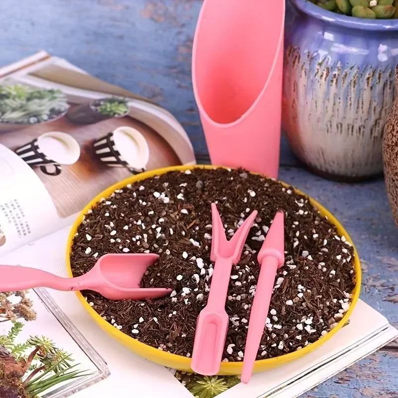 Set da 4 attrezzi da giardinaggio in plastica resistente – pala, cucchiaio,…