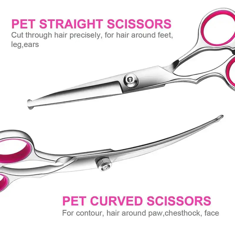 Set 4 Forbici Professionali per Toelettatura Canina con Rivestimento Titanio