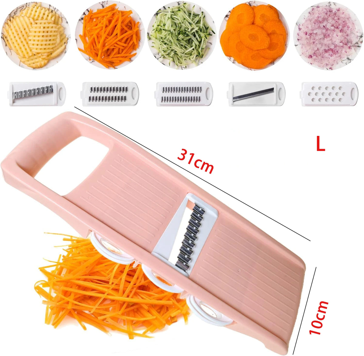 Mandolina 5-in-1 Manuale per Verdure e Frutta – Affetta, Grattugia e Taglia
