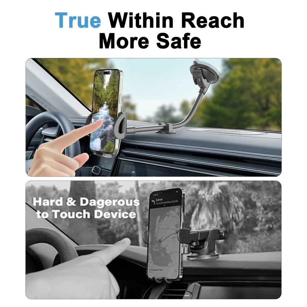 Supporto per cellulare da auto con braccio flessibile da 30 cm anti‑vibrazione