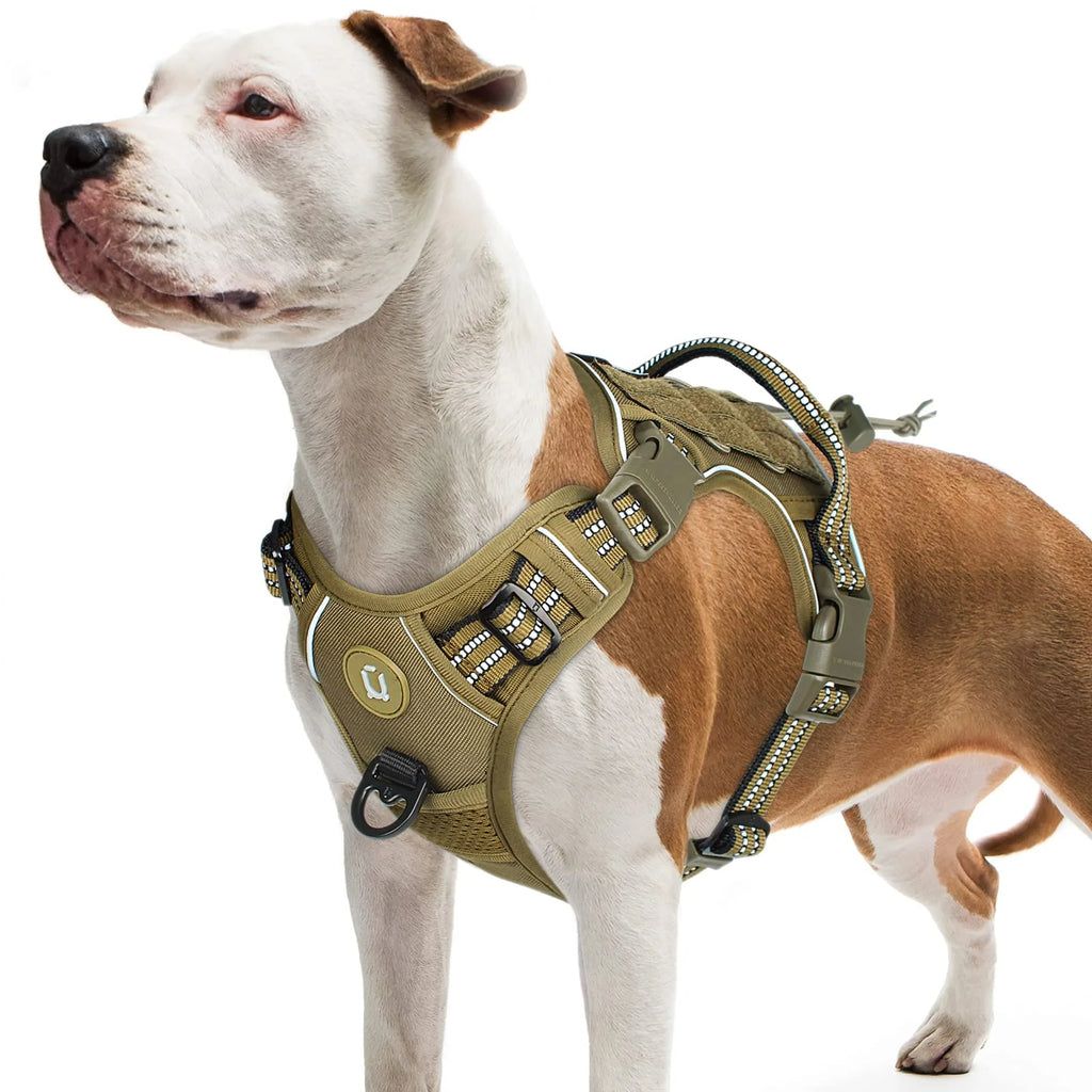 Imbracatura per cane anti tiro, traspirante, MOLLE, riflettente – media/grande