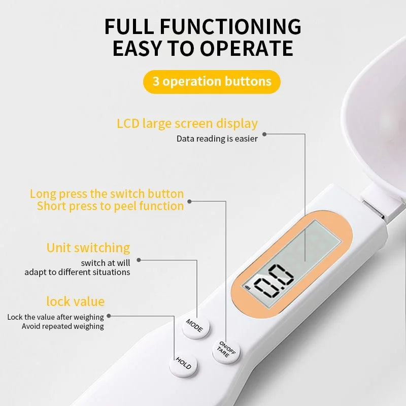Bilancia Cucina Digitale Mini a Cucchiaio 0,1‑500 g con Display LCD