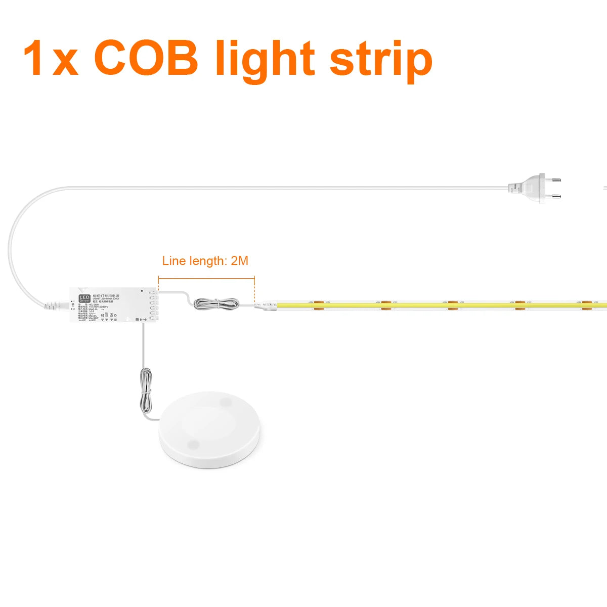 COB LED Strip Light (1‑6 pcs) – Under‑Cabinet, Display, Touch Dimmer, Bookcase, Wardrobe, Motion‑Sensor, Penet Wood Closet Lamp