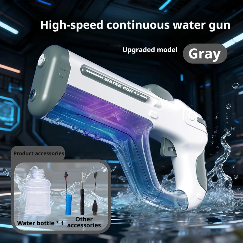 Summer Outdoor Electric Pulse Water Gun with Colorful Lights High Pressure Automatic Continuous Shot for Interaction Play Water