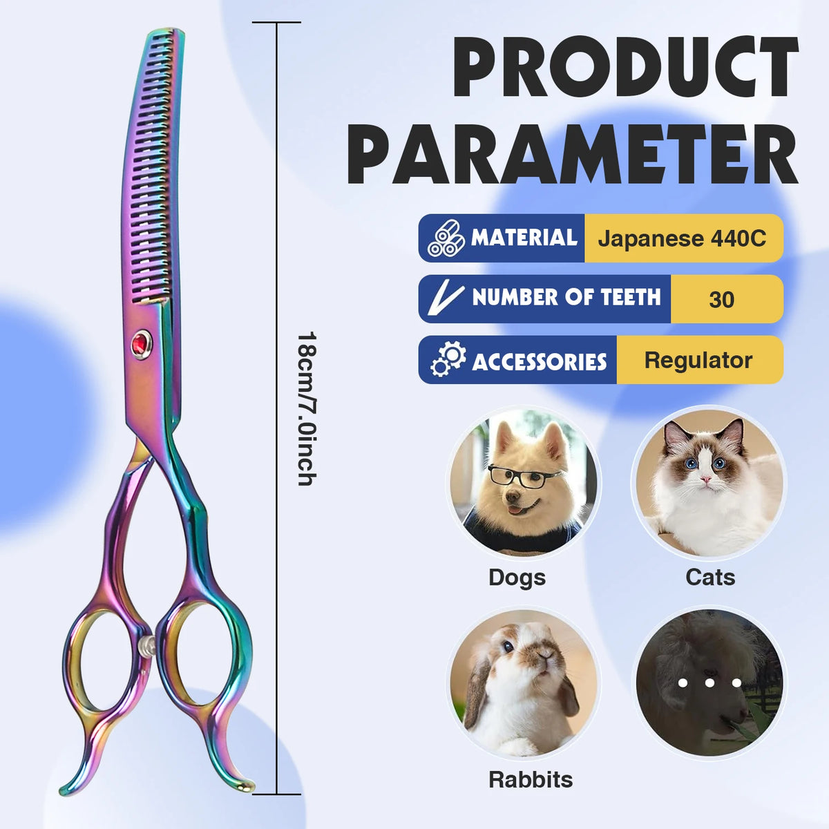 Forbici Curvate Doppio Punte per Grooming Canino – Scialbatura Professionale
