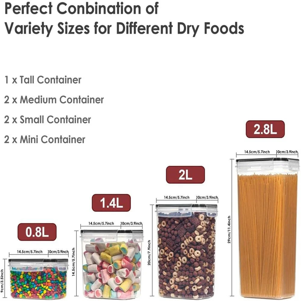 Set da 7 contenitori ermetici in plastica BPA free con etichette e penna
