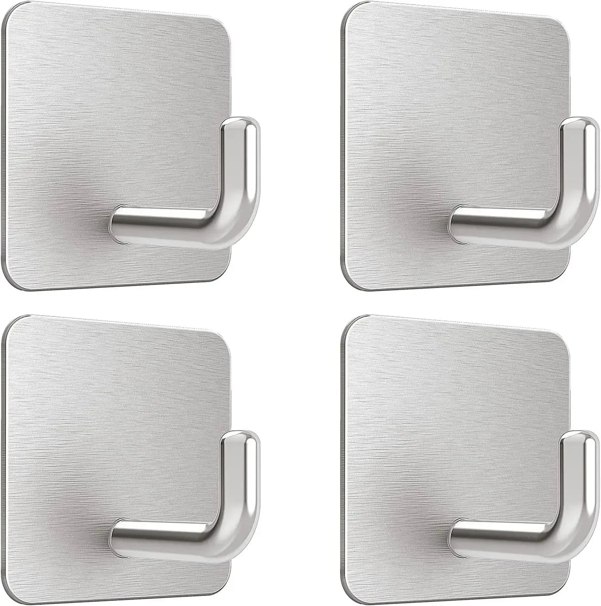 Set 4 ganci da parete in acciaio inox autoadesivi per chiavi e asciugamani