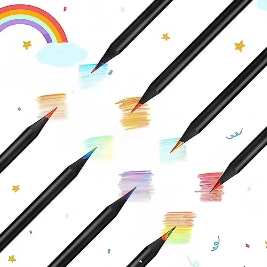 Set da 12 matite colorate arcobaleno 7 colori per disegno e pittura su legno