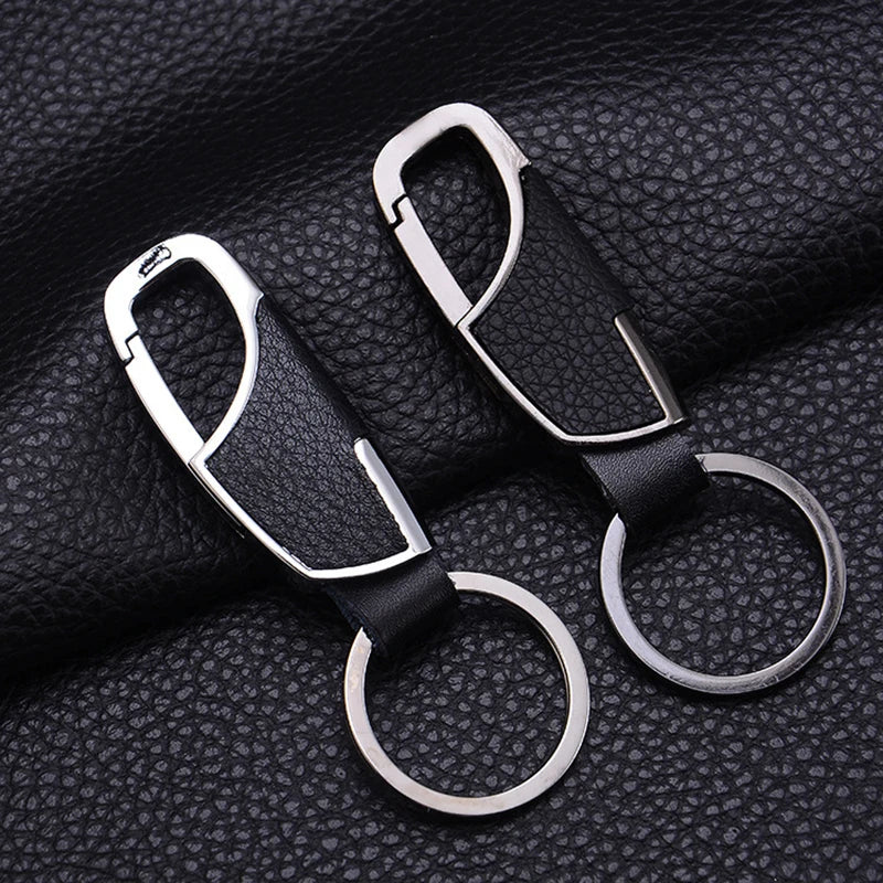 1PC Simple Fashion Creative Trendy Zinc Alloy Leather Keychain Unisex Metal Waist Keychain Gift Key Ring Car Keychain