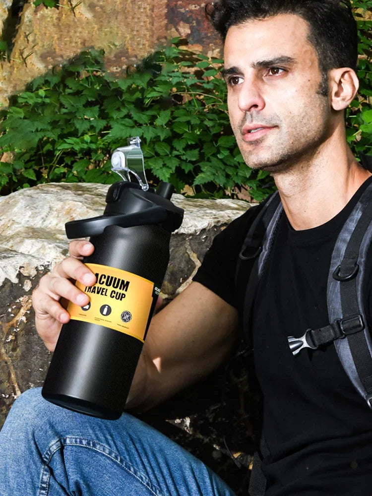 Thermos in acciaio inox 304, borraccia termica con cannucce e apertura a click