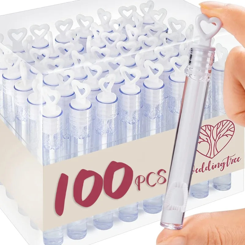 10/100 Pezzi Bacchette Cuore Vuote Tubo Bolle Sapone Decorazioni Matrimonio