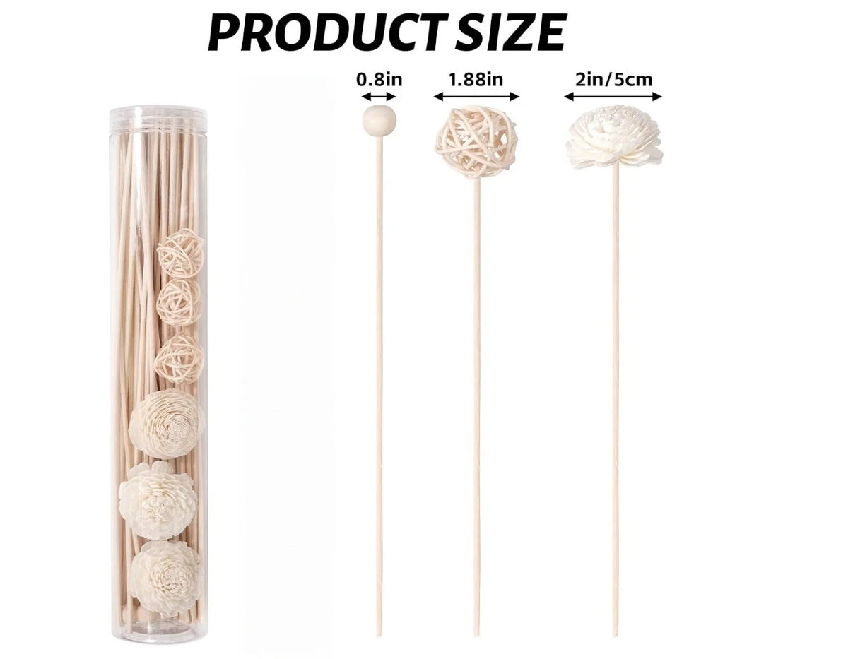 20 Pcs Reed Diffuser Sticks Flowers, Natural Diffuser Reeds Sticks with Decorative Flowers, Replacement Rattan Reed Fragrance
