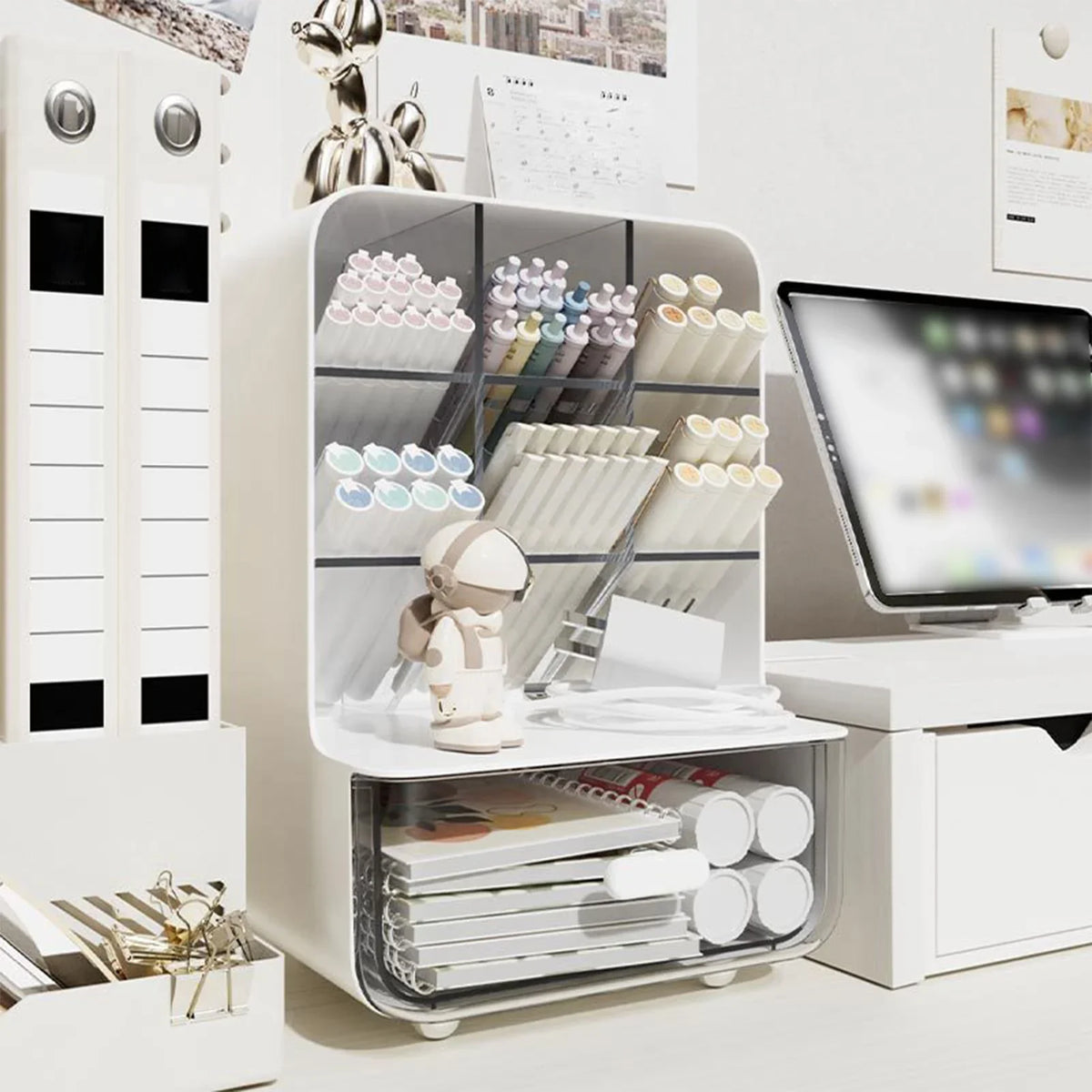 Clear Desk Organizer Pen Holder Multi-layer Pencil Storage Box Office Stationery Supplies Organizer Home School Desk Accessories