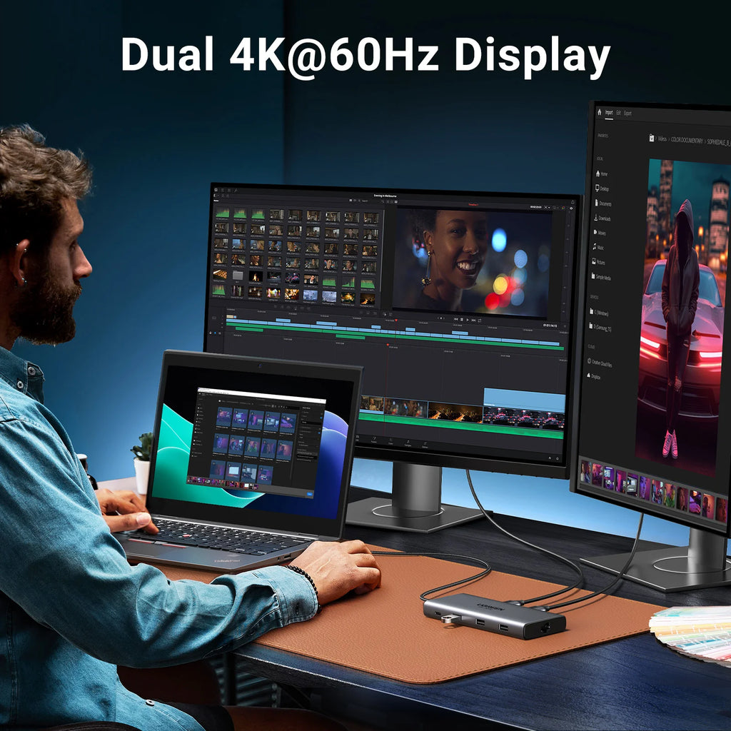 Docking Station USB‑C 10 in 1 con doppio HDMI 8K/4K, RJ45, PD 100 W