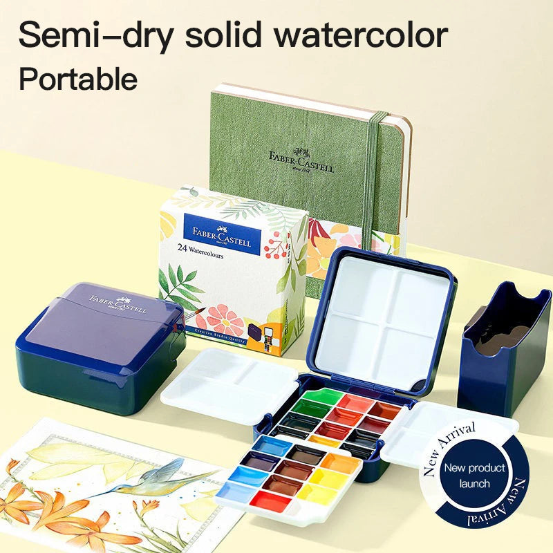 Set Acquerelli Solidi Portatile 24 Colori con Tavoletta per Schizzi Outdoor