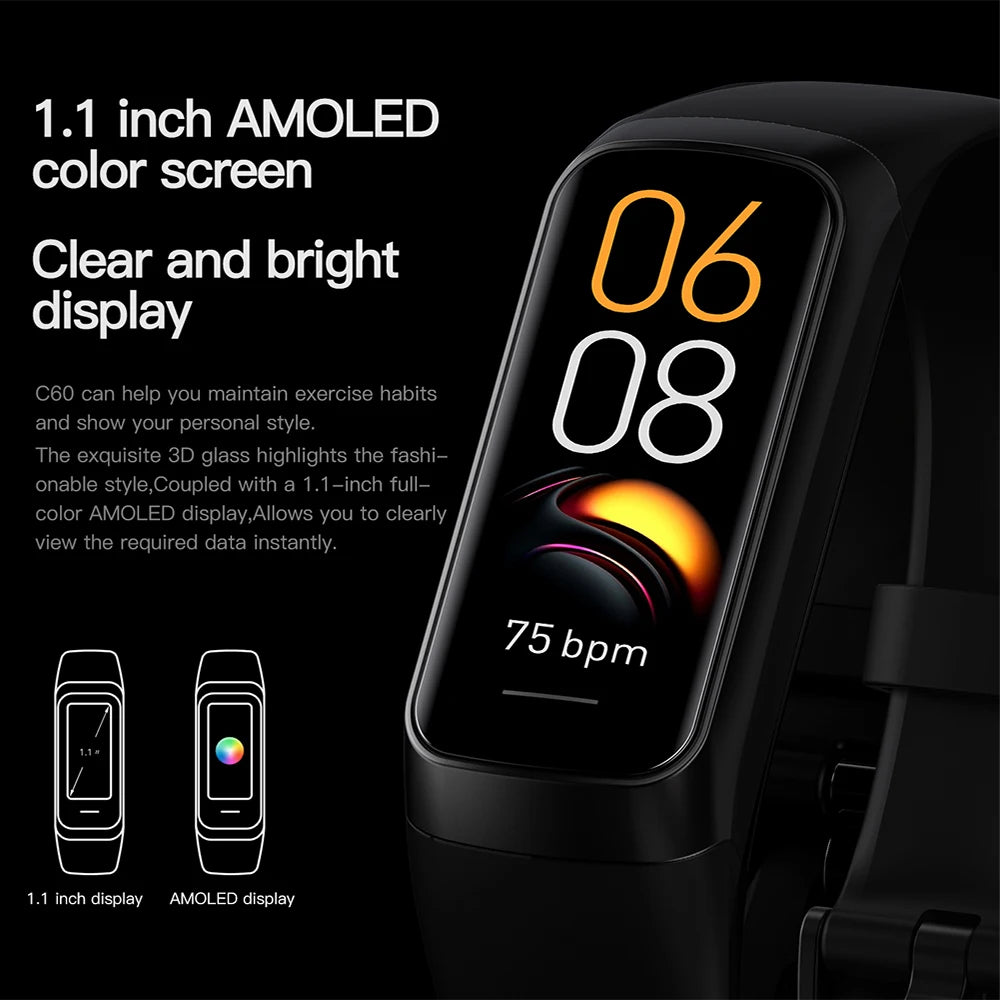 Smartwatch AMOLED 1,1" con monitor temperatura corporea, cardio e 25 sport,…