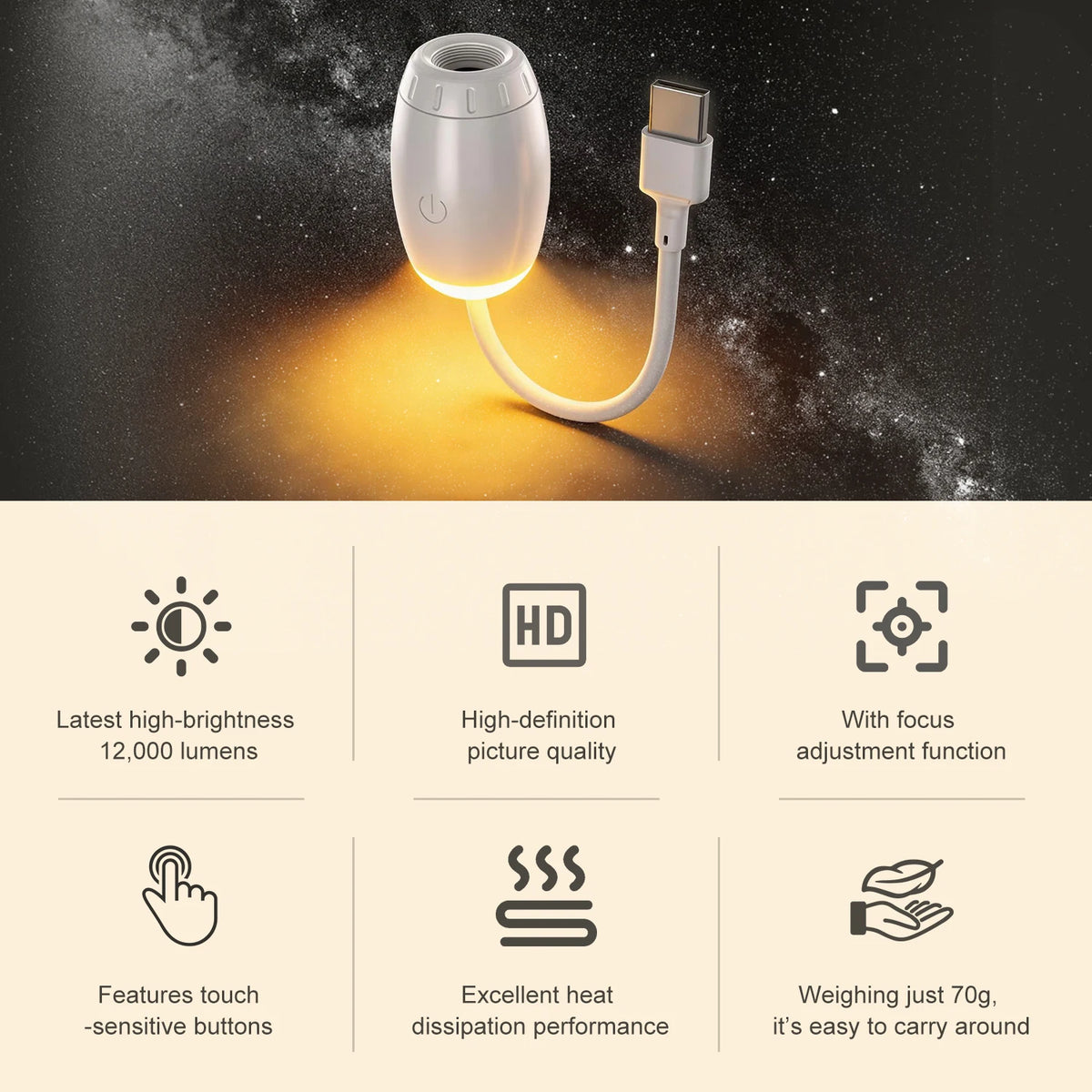 Proiettore Stellare Mini Galaxy 2 in 1 – Luce Notturna per Camera, Auto e…