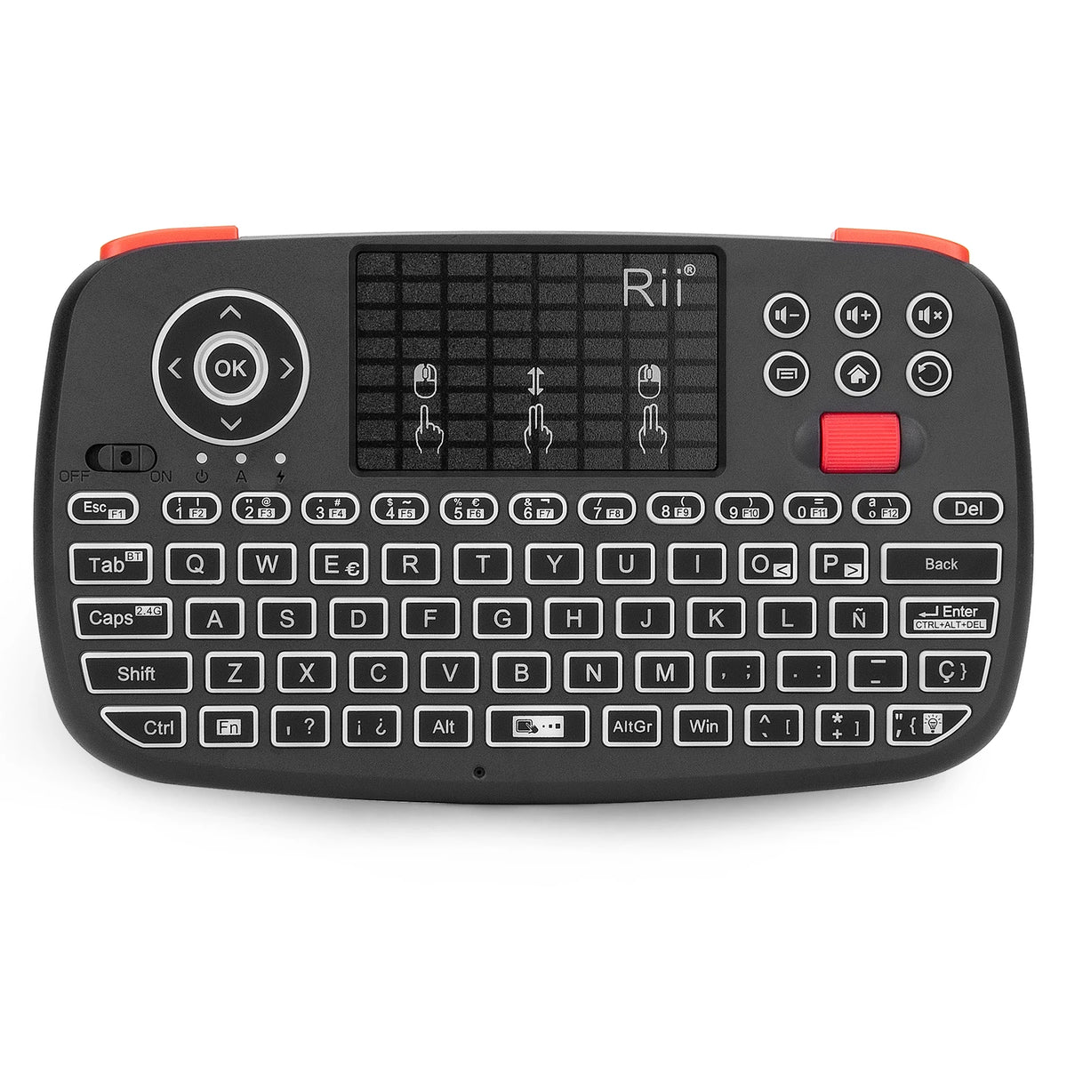 Tastiera wireless mini con touchpad e retroilluminazione, Bluetooth e 2.4 GHz