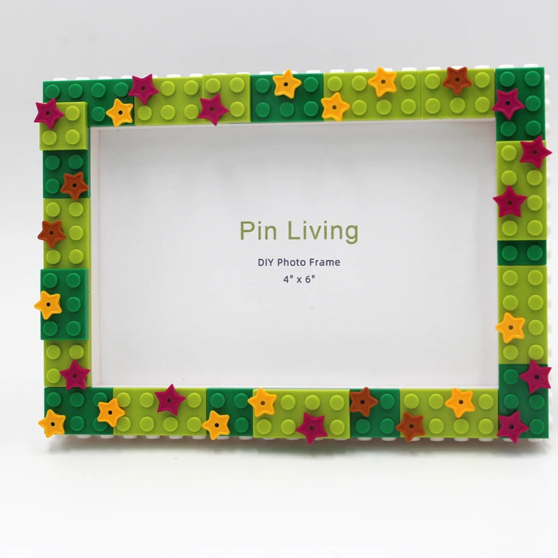 Cornice Foto Fai da Te con Blocchi Decorativi, Stile Minimalista, Bianco