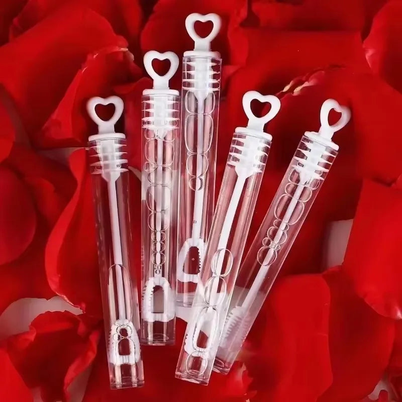 10/100 Pezzi Bacchette Cuore Vuote Tubo Bolle Sapone Decorazioni Matrimonio