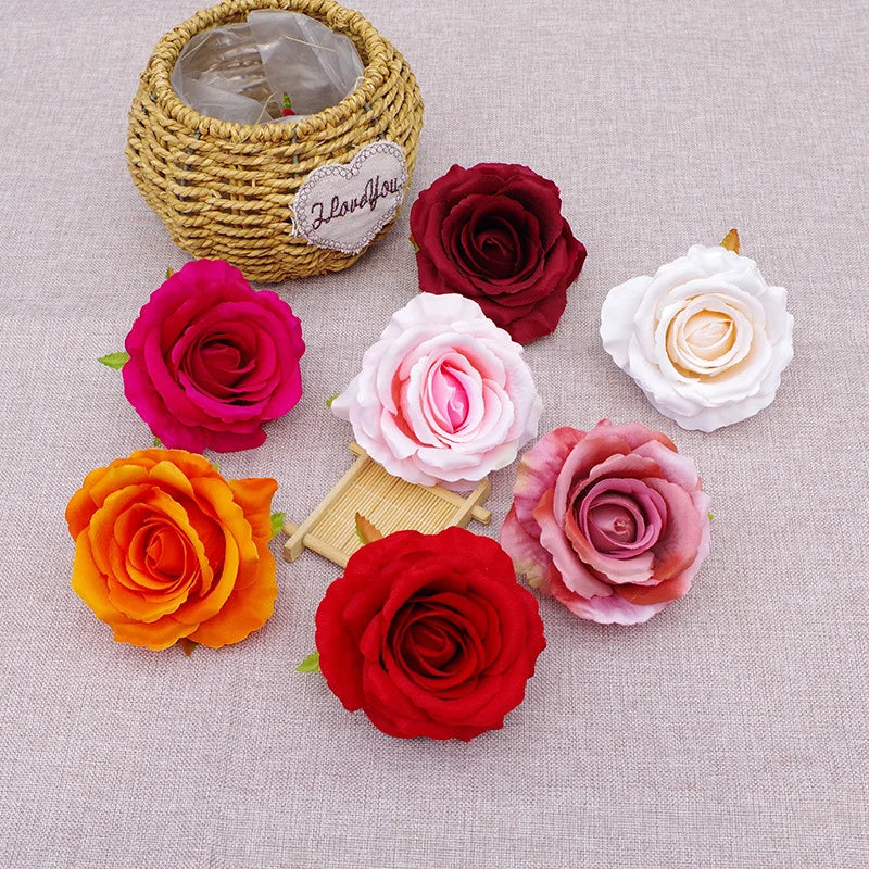 5/10/15/20 pcs 7cm Artificial Rose Flowers Head For Wedding Home Decoration Fake Flowers Rose Head DIY Wreath Supplies