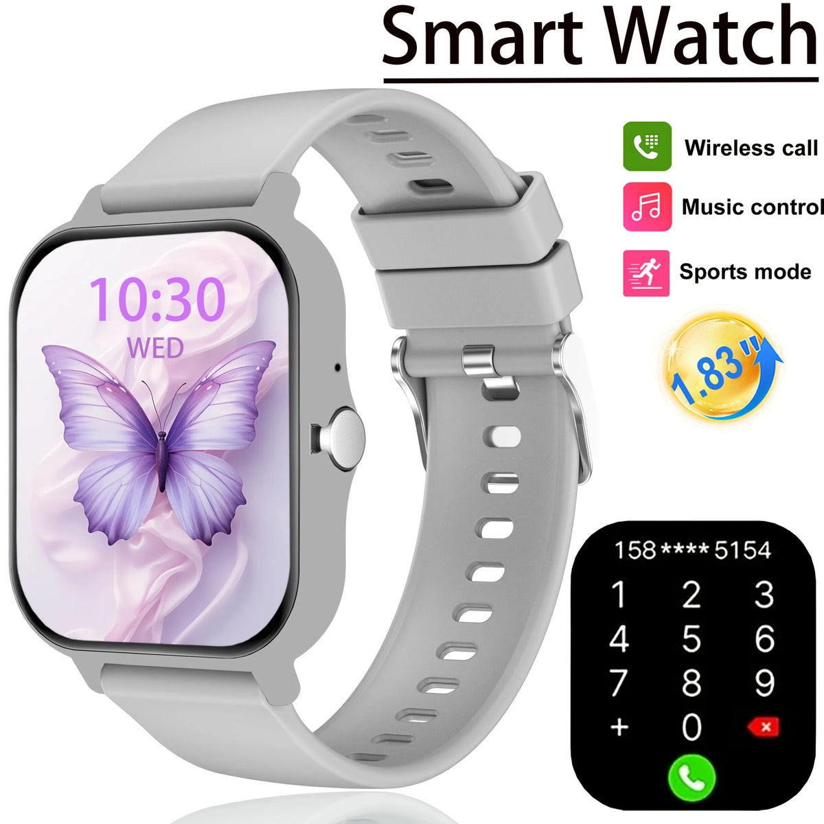 Smartwatch sportivo full‑screen 1.8" con chiamata wireless e monitor del sonno