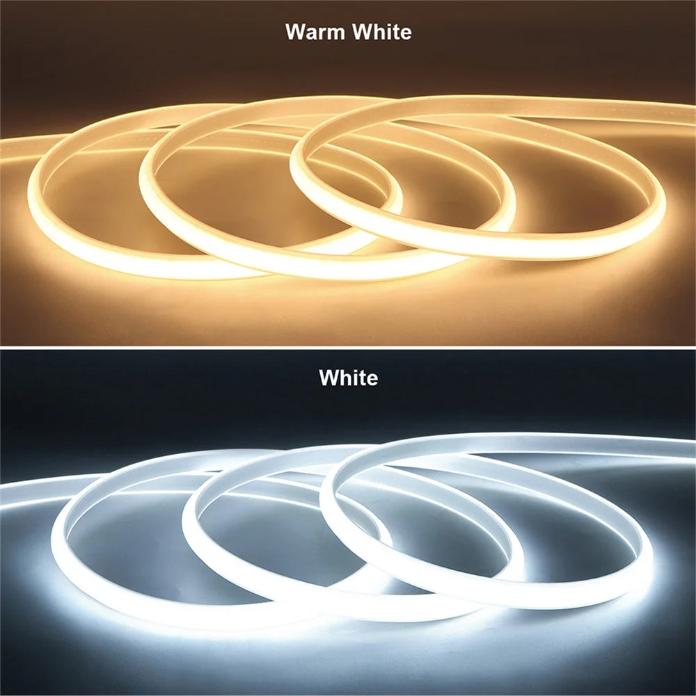 Striscia LED COB 220V ad alta luminosità, flessibile e autoadesiva