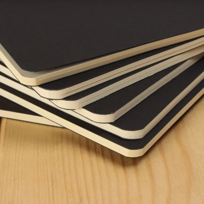 Set 5 quaderni A5, B5 e A4 con copertina kraft nera – 36 fogli