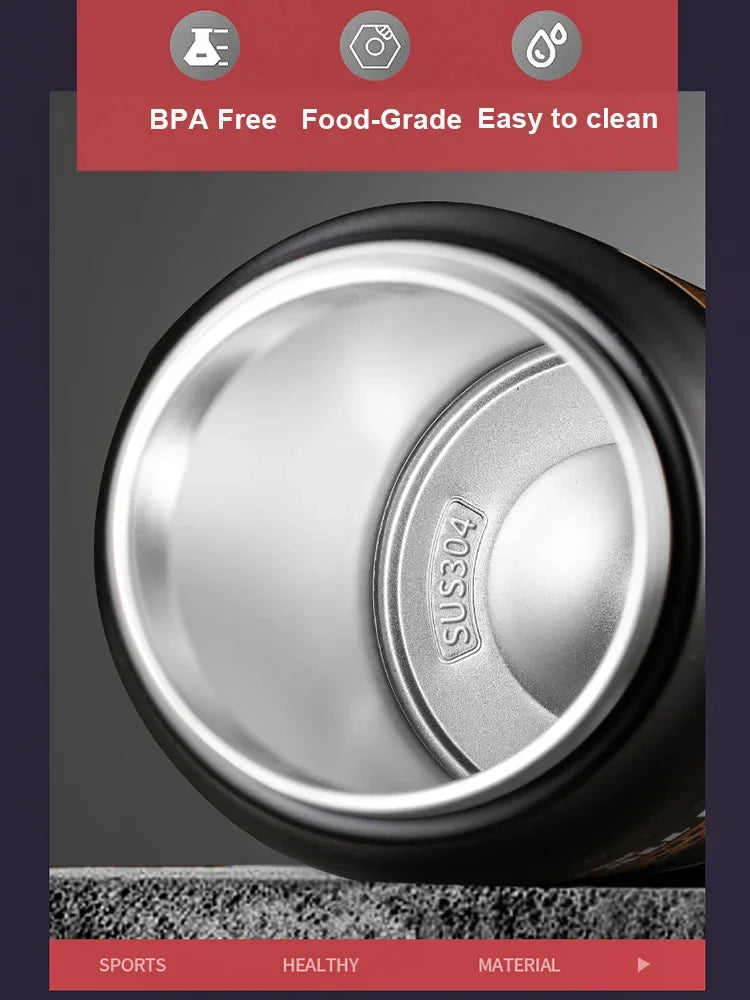Thermos in acciaio inox 304, borraccia termica con cannucce e apertura a click