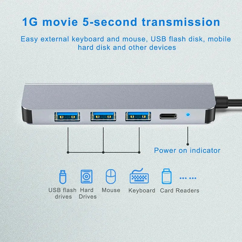 Hub USB‑C 5 porte con HDMI 4K e Power Delivery fino a 87 W