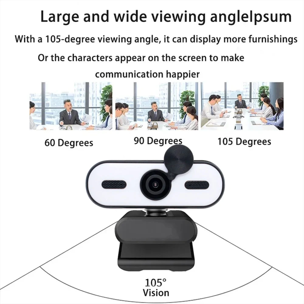 Webcam HD 4K 1080p con autofocus, microfono anti rumore e copertura privacy