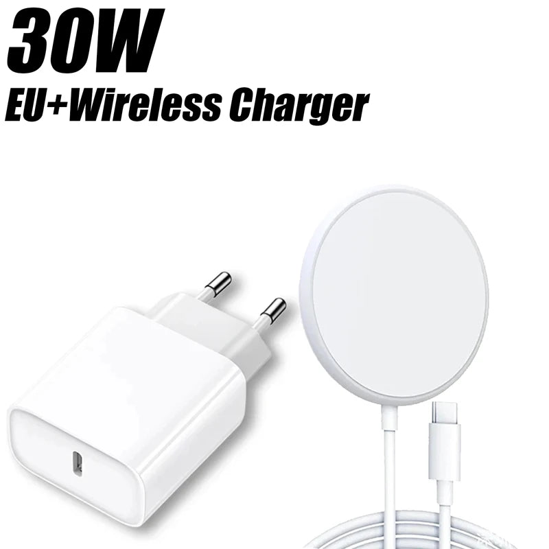 Caricatore Rapido 30W USB‑PD con Magnetico Wireless per iPhone 11‑16, Tipo C