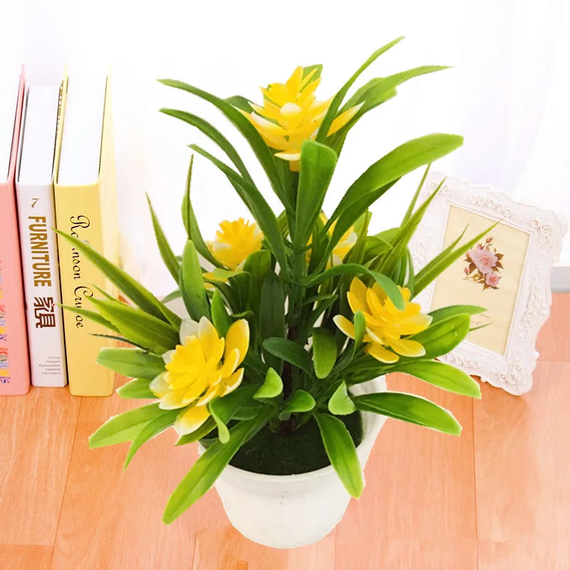 Artificial Flowers Plant Pot Simulate Fake Plastic Flowers Home Office Decor Gift Desktop Bonsai Wedding Party Balcony Ornaments